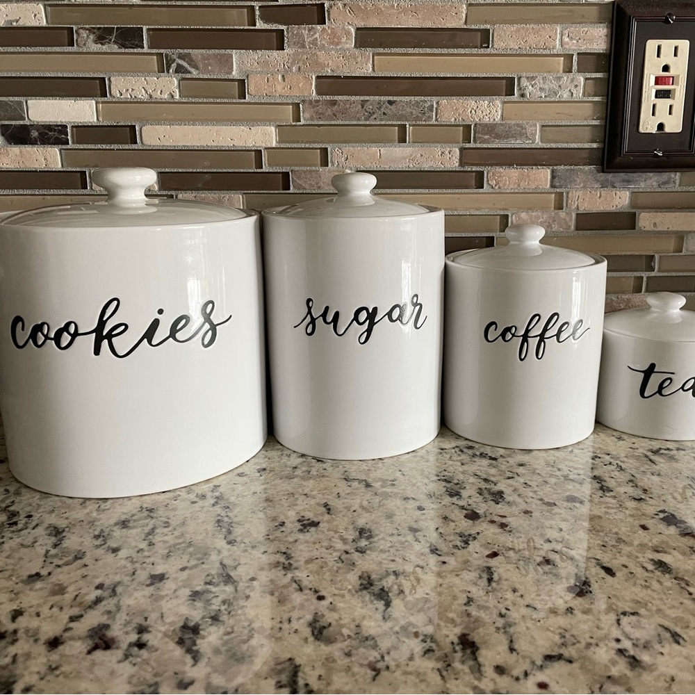White Ceramic Kitchen Canister Set